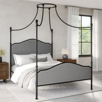 Double Canopy Bed Frame in Black Metal - Lille