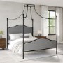King Size Canopy Bed Frame in Black Metal - Lille