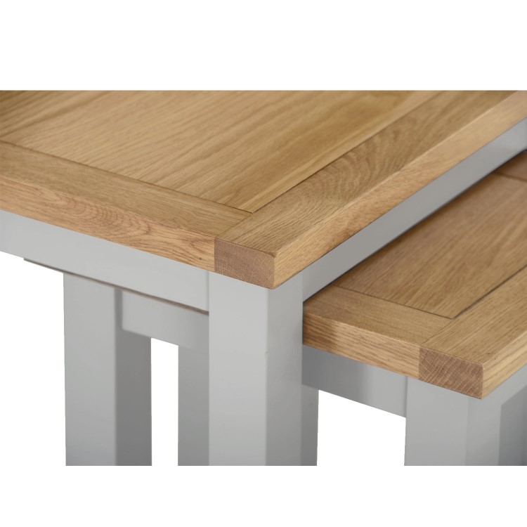 Linden Grey Nest of Tables with Two Tone Oak Top - 2