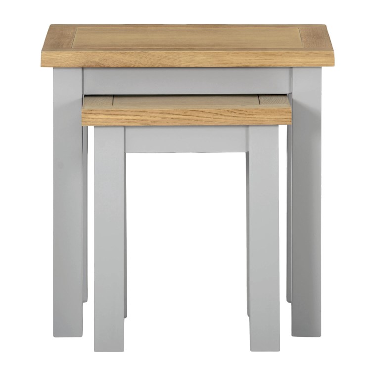 Linden Grey Nest of Tables with Two Tone Oak Top - 2