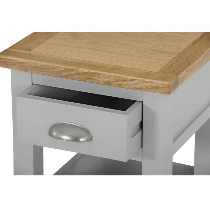 Linden Grey Small Side Table With Oak Top