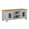 Linden Large Grey TV Unit with Two Tone Oak Top &amp; Storage - TV&#39;s up to 45&quot;