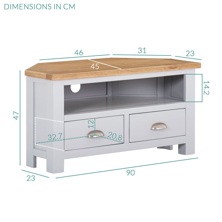 Grey & Oak Corner TV Unit - TV's up to 35" - Linden