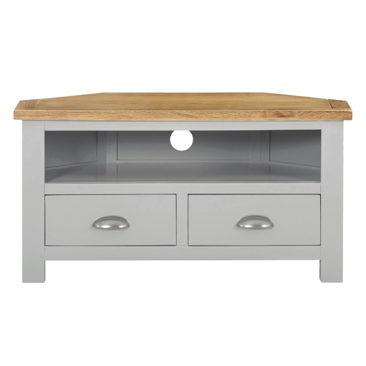 Grey & Oak Corner TV Unit - TV's up to 35" - Linden