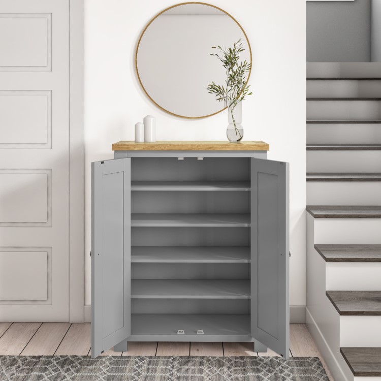 Grey Sideboard with Oak Top - Linden