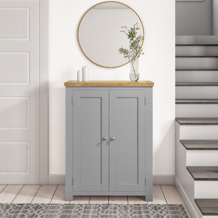 Grey Sideboard with Oak Top - Linden