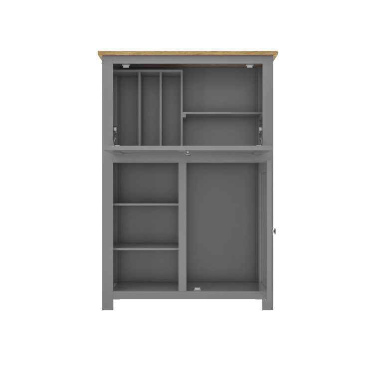 Bureau Desk in Grey with Oak Top - Linden