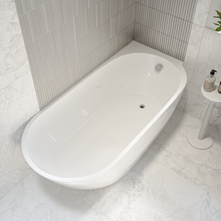GRADE A1 - Freestanding Single Ended Right Hand Corner Bath 1650 x 740mm - Lisbon