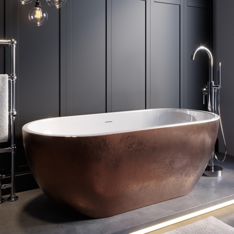 ALMOST PERFECT - Copper Effect Freestanding Double Ended Bath 1650 x 750mm - Lisbon