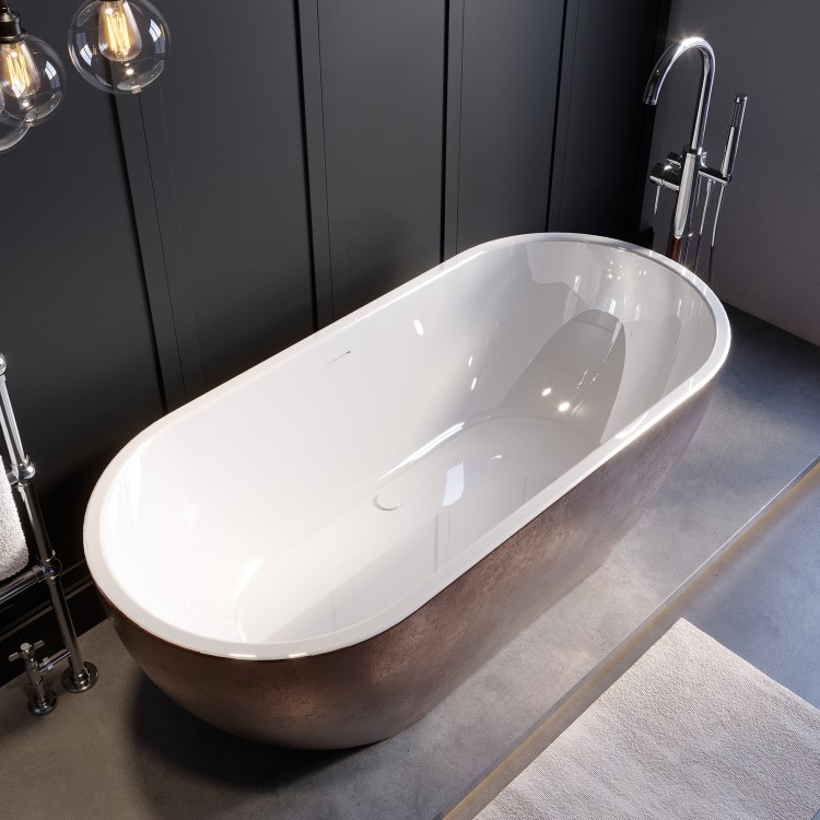 ALMOST PERFECT - Copper Effect Freestanding Double Ended Bath 1650 x 750mm - Lisbon