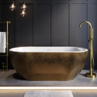 ALMOST PERFECT - Gold Effect Freestanding Double Ended Bath 1650 x 750mm - Lisbon
