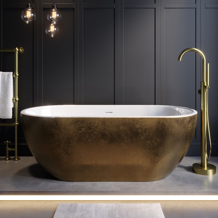 ALMOST PERFECT - Gold Effect Freestanding Double Ended Bath 1650 x 750mm - Lisbon