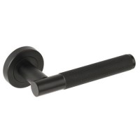 Internal Matt Black Lever Fire Door Handle with Latch and Hinges Pack - 65mm Latch - Livenza - XL Joinery