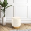 Leo Small Faux Sheepskin Round Stool in Natural Cream