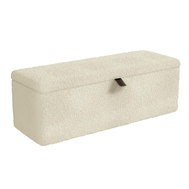 Leo Faux Sheepskin Storage Blanket Box in Natural Cream