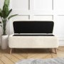 Cream End-of-Bed Ottoman Storage Bench in Teddy Fabric - Leo