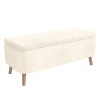 Cream End-of-Bed Ottoman Storage Bench in Teddy Fabric - Leo