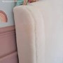 Cream Wing Back Single Bed Frame in Faux Sheepskin Teddy Fabric - Leo