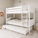 LLL001 White Wooden Detachable Bunk Bed with Trundle - Luca