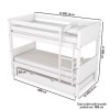 White Wooden Detachable Bunk Bed with Trundle - Luca