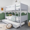 LLL002 Grey Wooden Detachable Bunk Bed with Trundle - Luca