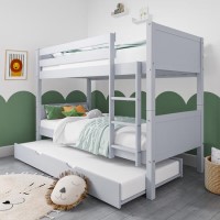Grey Wooden Detachable Bunk Bed with Trundle - Luca Grey Wooden Detachable Bunk Bed with Trundle - Luca