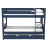 Navy Blue Wooden Detachable Bunk Bed with Trundle - Luca