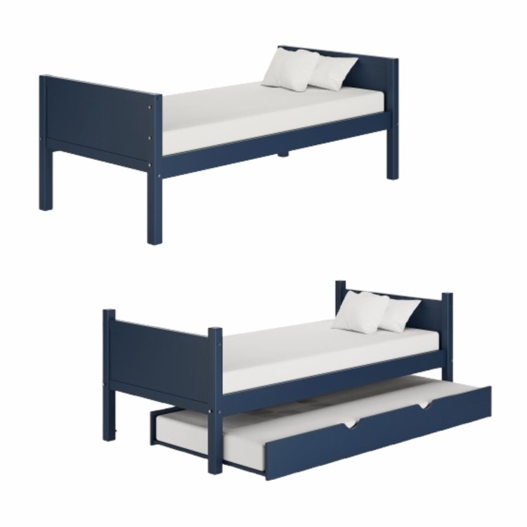 Navy Wooden Detachable Bunk Bed with Trundle - Luca