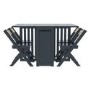 Dark Grey Folding Dining Table and Chairs with Rattan Detail - Seats 4 - Ellis