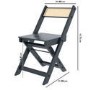 Dark Grey Folding Dining Table and Chairs with Rattan Detail - Seats 4 - Ellis