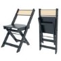 Dark Grey Folding Dining Table and Chairs with Rattan Detail - Seats 4 - Ellis
