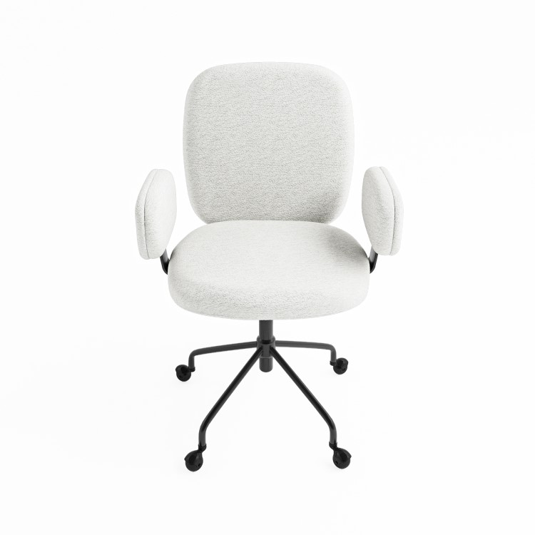 Cream Boucle Swivel Office Chair with Arms - Lulu