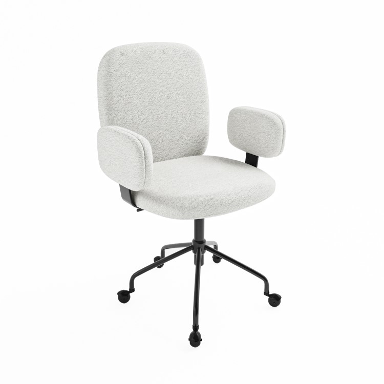Cream Boucle Swivel Office Chair with Arms - Lulu