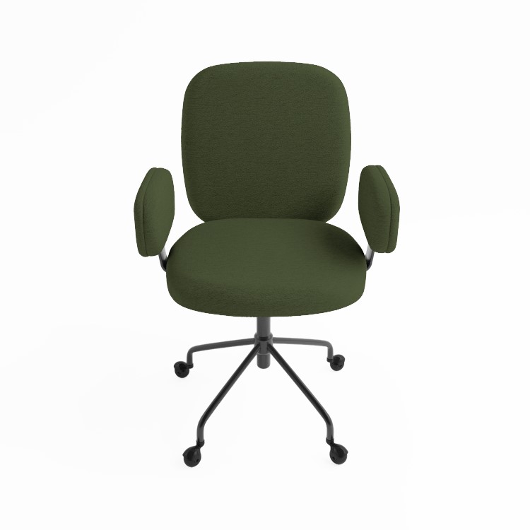 Green Boucle Swivel Office Chair with Arms - Lulu