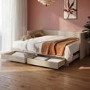 Double Wooden Day Bed with Trundle and Storage in Taupe - Lincoln