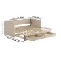 Double Wooden Day Bed with Trundle and Storage in Taupe - Lincoln