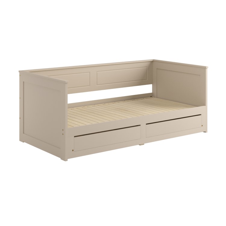 Double Wooden Day Bed with Trundle and Storage in Taupe - Lincoln