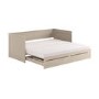 Double Wooden Day Bed with Trundle and Storage in Taupe - Lincoln
