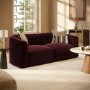 Burgundy Velvet Curved Modular 3 Seater Sofa - Laine