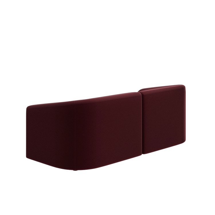 Burgundy Velvet Curved Modular 3 Seater Sofa - Laine