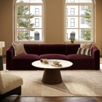 Burgundy Velvet Curved Modular 4 Seater Sofa - Laine
