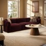 Burgundy Velvet Curved Modular 4 Seater Sofa - Laine