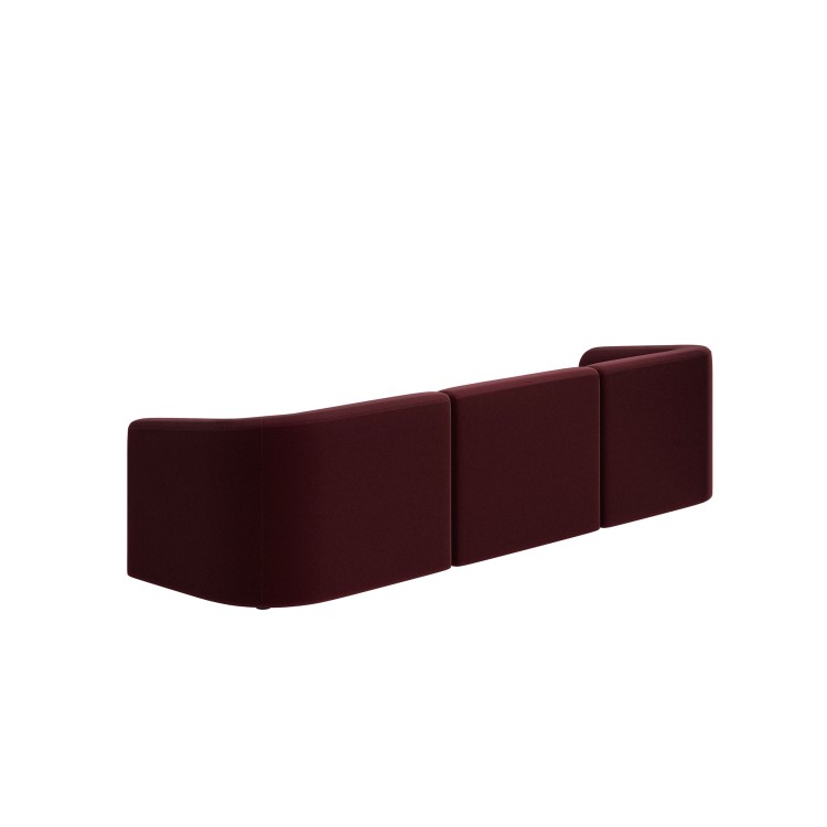 Burgundy Velvet Curved Modular 4 Seater Sofa - Laine