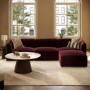 Large Burgundy Velvet Curved Modular 4 Seater Chaise Corner Sofa - Laine