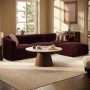 Large Burgundy Velvet Curved Modular 4 Seater Chaise Corner Sofa - Laine