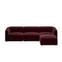 Large Burgundy Velvet Curved Modular 4 Seater Chaise Corner Sofa - Laine