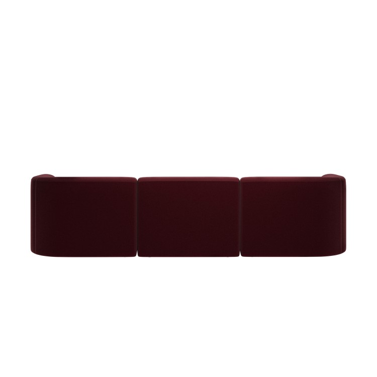 Large Burgundy Velvet Curved Modular 4 Seater Chaise Corner Sofa - Laine