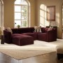 Large Burgundy Velvet Curved Modular 5 Seater Corner Sofa - Laine