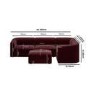 Large Burgundy Velvet Curved Modular 5 Seater Corner Sofa - Laine