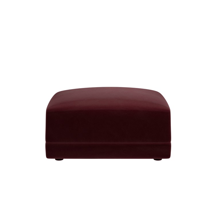 Burgundy Velvet Footstool - Laine 
